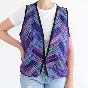 World Folk Art Imports Purple Aztec 100% Cotton Handmade Sleeveless Vest  LG